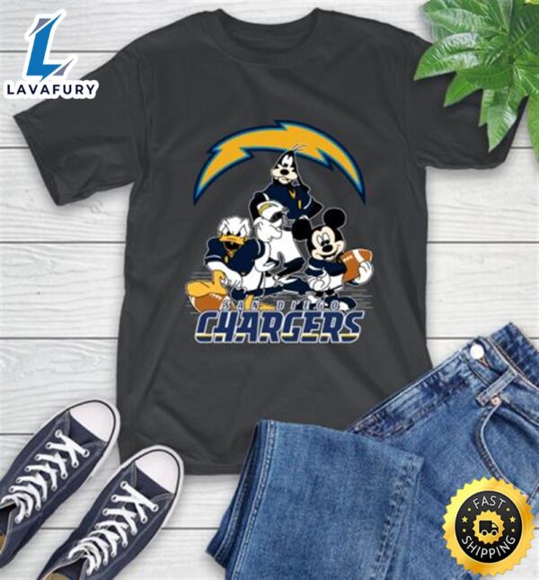 NFL San Diego Chargers Mickey Mouse Donald Duck Goofy Football Shirt