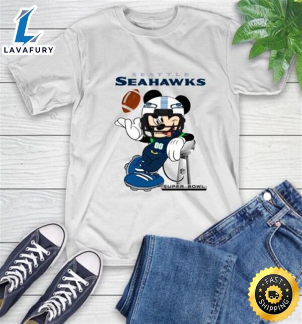 NFL Seattle Seahawks Mickey Mouse Disney Super Bowl Football T Shirt