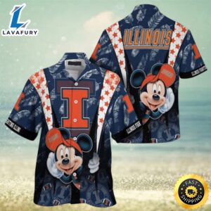 Ncaa Illinois Fighting Illini Mickey Mouse Trendy Hawaiian Shirt