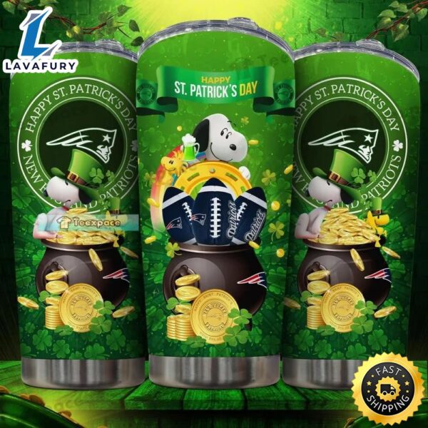 New England Patriots Snoopy Happy St. Patrick’s Day Tumbler