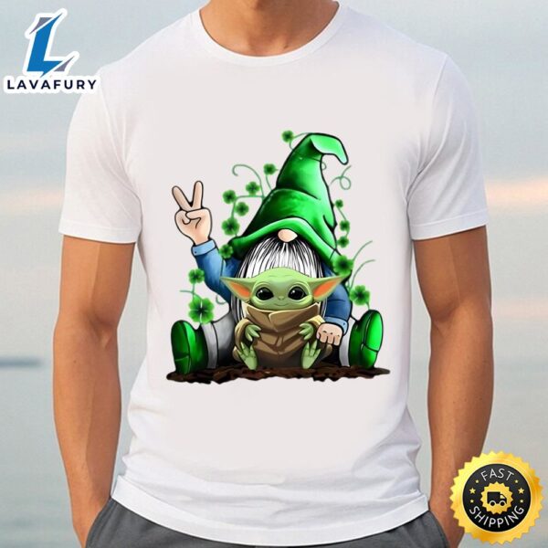 Nice Gnome Hug Baby Yoda Irish St. Patrick’s Day Shirt