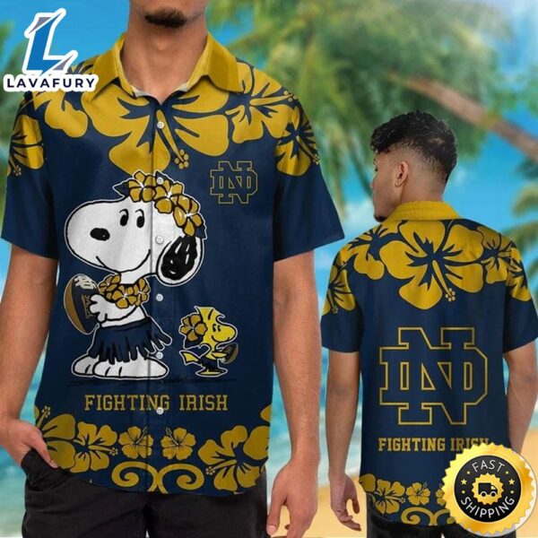 Notre Dame Fighting Irish & Snoopy Hawaiian Shirt