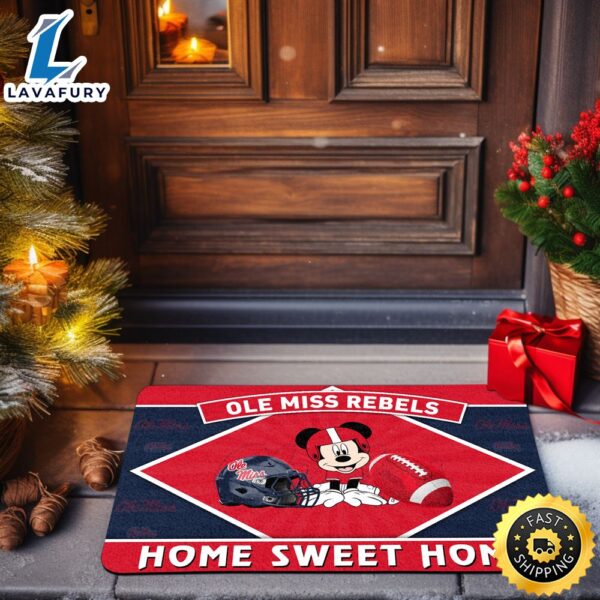 Ole Miss Rebels  Sport Team And Mickey Mouse NCAA Doormat