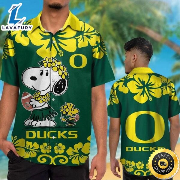 Oregon Ducks & Snoopy Hawaiian Shirt