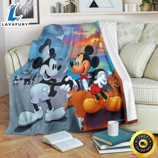 Original & Current Mickey Mouse Fleece Blanket For Bedding Decor  Fans