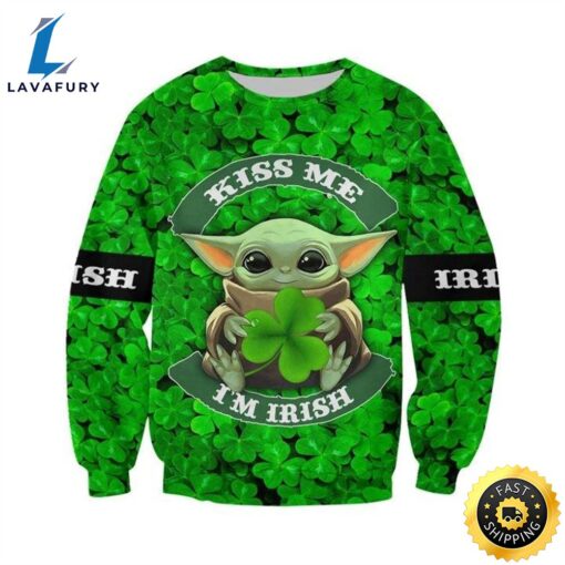 Patrick Day baby yoda kiss 3D shirt