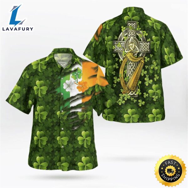 Patrick’s Day Trendy Hawaiian Shirt, Patrick’s Day Flag And Item Green Clover Background Hawaii Shirt