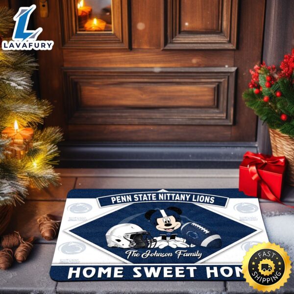 Penn State Nittany Lions Doormat Custom Your Family Name Sport Team And Mickey Mouse NCAA Doormat