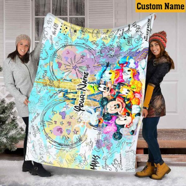 Personalize Name Mickey And Friends Fleece Blanket Mickey Mouse Birthday Gifts Mickey Ear Blanket Christmas Gift Kids