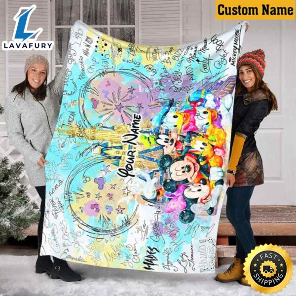 Personalize Name Mickey And Friends Fleece Blanket Mickey Mouse Birthday Gifts Mickey Ear Blanket Christmas Gift Kids
