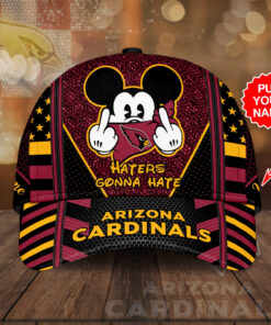 Personalized Arizona Cardinals Mickey Mouse Haters Gonna Hate All Over Print 3D Baseball Cap – Black Garnet-TPH