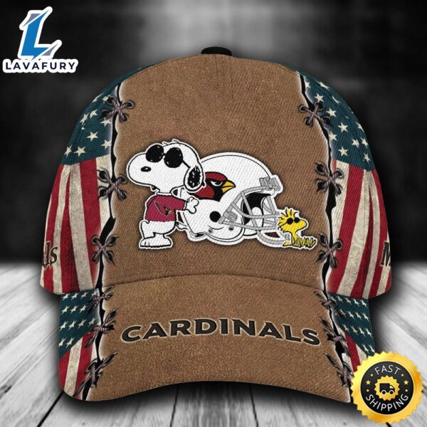 Personalized Arizona Cardinals Snoopy Dog USA Flag All Over Print 3D Classic Cap