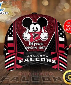 Personalized Atlanta Falcons Mickey Mouse Haters Gonna Hate All Over Print 3D Baseball Cap – Black Red-TPH