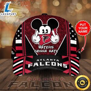 Personalized Atlanta Falcons Mickey Mouse Haters Gonna Hate All Over Print 3D Baseball Cap – Black Red-TPH