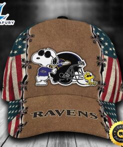 Personalized Baltimore Ravens Snoopy USA Flag All Over Print 3D Classic Cap