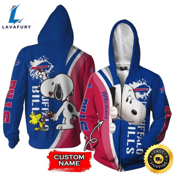 Personalized Buffalo Bills Snoopy All Over Print 3D Zip Hoodie
