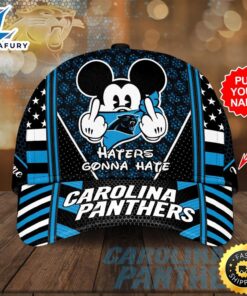 Personalized Carolina Panthers Football Team Haters Gonna Hate Mickey All Over Print 3D Baseball Cap-Blue-TPH