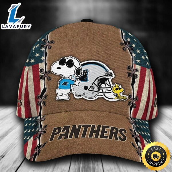 Personalized Carolina Panthers Snoopy USA Flag All Over Print 3D Baseball Cap