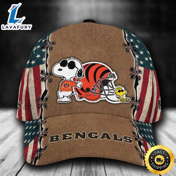 Personalized Cincinnati Bengals Snoopy Dog USA Flag All Over Print 3D Classic Cap