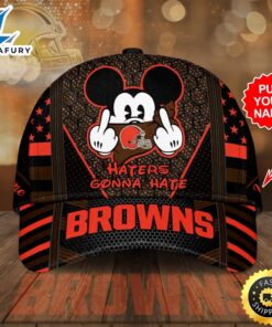 Personalized Cleveland Browns Mickey Mouse Hater Gonna Hate All Over Print 3D Classic Baseball CapHat – Black Red-TPH
