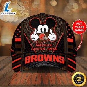 Personalized Cleveland Browns Mickey Mouse Hater Gonna Hate All Over Print 3D Classic Baseball CapHat – Black Red-TPH