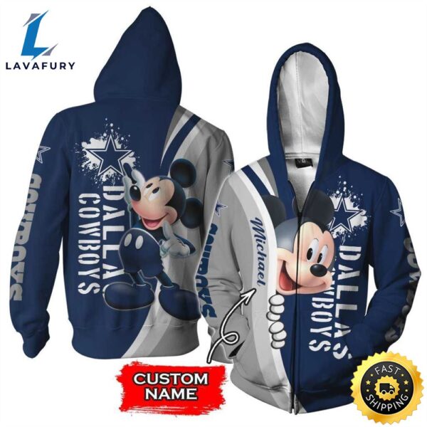 Personalized Dallas Cowboys Mickey Mouse All Over Print 3D Shirt