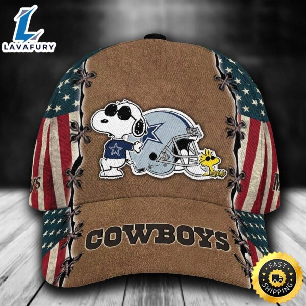 Personalized Dallas Cowboys Snoopy USA Flag All Over Print 3D Baseball Cap