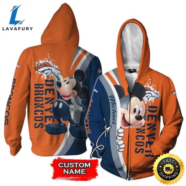 Personalized Denver Broncos Mickey Mouse All Over Print 3D Shirt