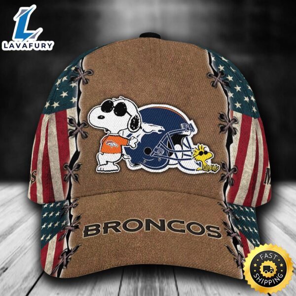 Personalized Denver Broncos Snoopy USA Flag All Over Print 3D Baseball Cap