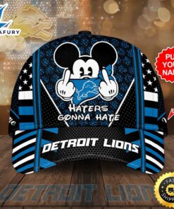 Personalized Detroit Lions Mickey Mouse Haters Gonna Hate All Over Print 3D Baseball Cap – Black Blue-TPH