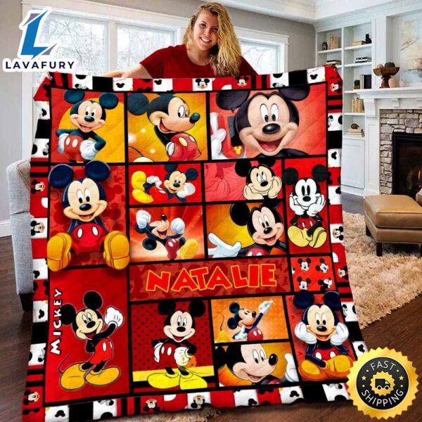 Personalized Disney Mickey Mouse Fleece Sherpa Blanket
