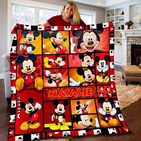 Personalized Disney Mickey Mouse Fleece Sherpa Blanket