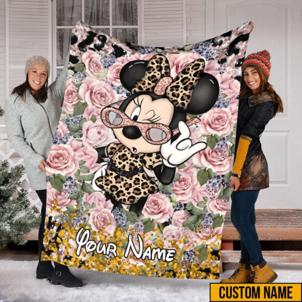 Personalized Disney Minnie Mouse Blanket Minnie Mickey Birthday Blanket Floral Minnie Blanket Disneyland Trip 2023Disney Christmas Gift