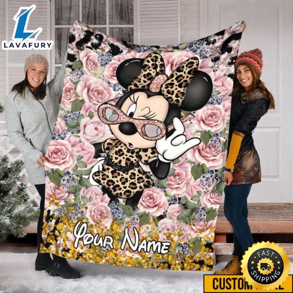 Personalized Disney Minnie Mouse Blanket Minnie Mickey Birthday Blanket Floral Minnie Blanket Disneyland Trip 2023Disney Christmas Gift