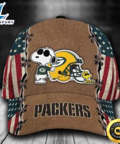 Personalized Green Bay Packers Snoopy Woodstock American Flag All Over Print 3D Baseball Cap