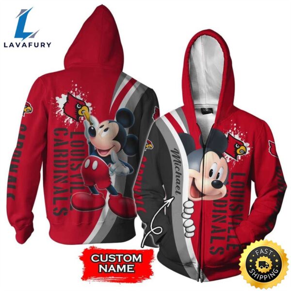 Personalized Louisville Cardinals Mickey Mouse All Over Print 3D Shirt