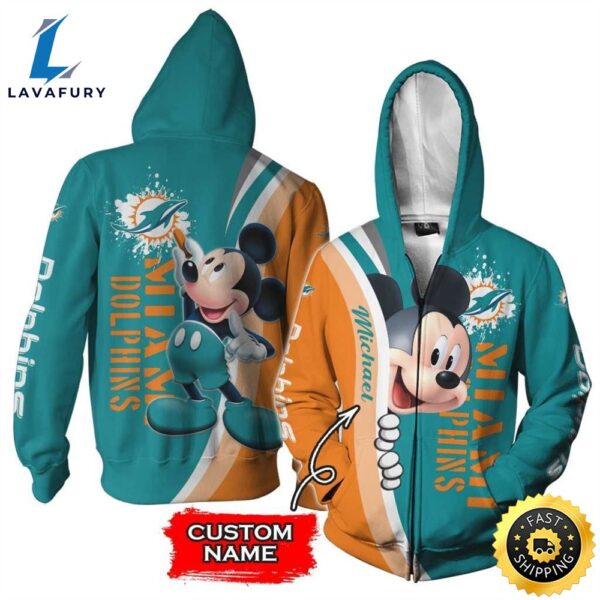 Personalized Miami Dolphins Mickey Mouse All Over Print 3D Shirt