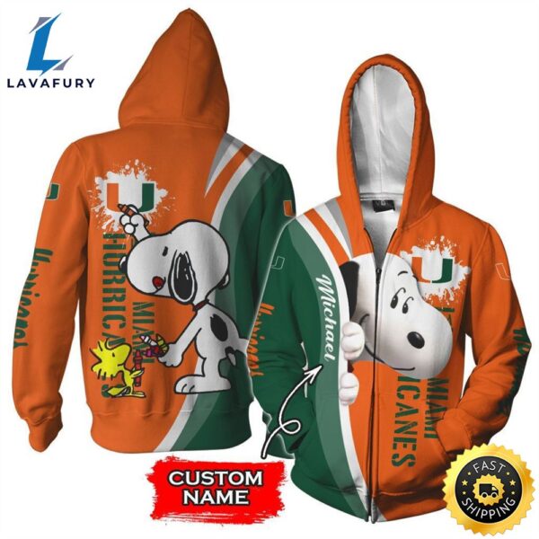 Personalized Miami Hurricanes Snoopy All Over Print 3D Shirt