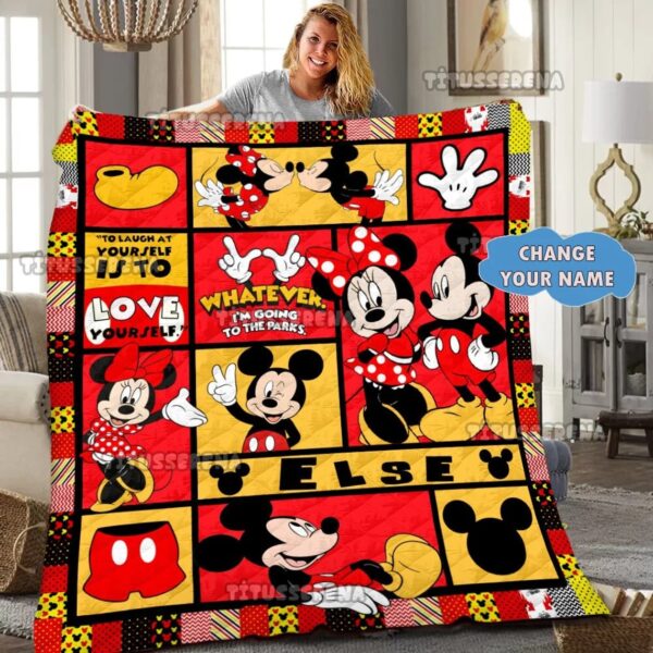 Personalized Mickey Minnie Quilt Blanket Mickey Mouse Fleece Blanket Mickey Mouse Birthday Gifts Christmas Mickey Minnie Blanket