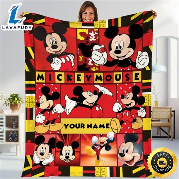 Personalized Mickey Mouse Blanket Mickey Flecce Blanket Mickey Mouse Birthday Gifts Magic Kingdom Mickey Minnie Christmas Gift For Kids