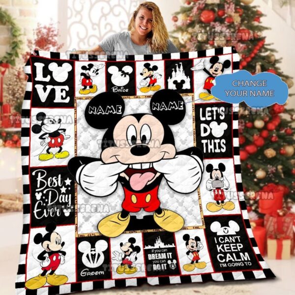 Personalized Mickey Mouse Quilt Blanket Mickey Mouse Fleece Blanket Mickey Mouse Birthday Gifts Christmas Gift For Kids