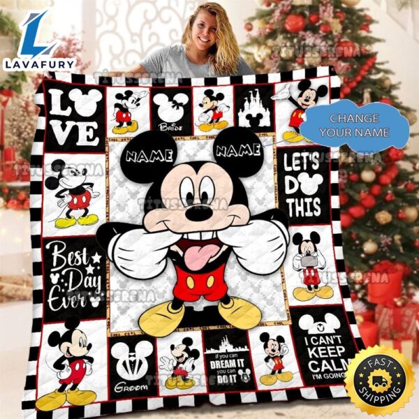 Personalized Mickey Mouse Quilt Blanket Mickey Mouse Fleece Blanket Mickey Mouse Birthday Gifts Christmas Gift For Kids