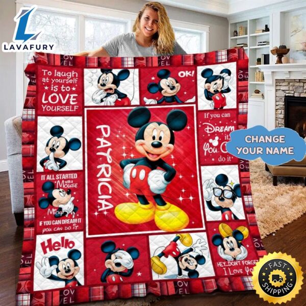 Personalized Mickey Mouse Quilt  Mickey Mouse Fleece Blanket  Mickey Mouse Birthday Gifts  Disney Christmas Gift For Kids