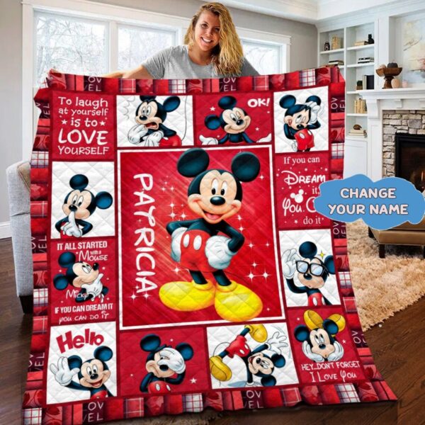 Personalized Mickey Mouse Quilt  Mickey Mouse Fleece Blanket  Mickey Mouse Birthday Gifts  Disney Christmas Gift For Kids