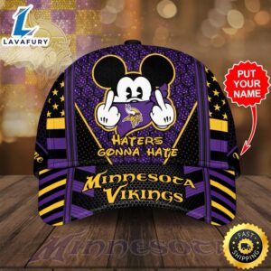 Personalized Minnesota Vikings Football Team Haters Gonna Hate Mickey All Over Print 3D Baseball Cap-Purple-TPH