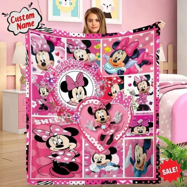 Personalized Minnie Mouse Fleece Blanket Disney Blanket Minnie Mickey Mouse Gifts Minnie Mouse Baby Blanket Custom Blanket with Name