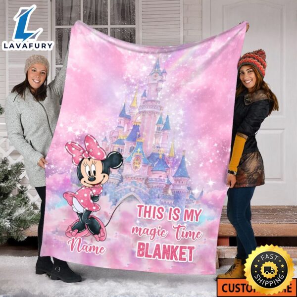 Personalized Minnie Mouse Fleece Blanket Mickey Castle Blanket Minnie Mouse Birthday. Theme Party Family Christmas Gift For Kids