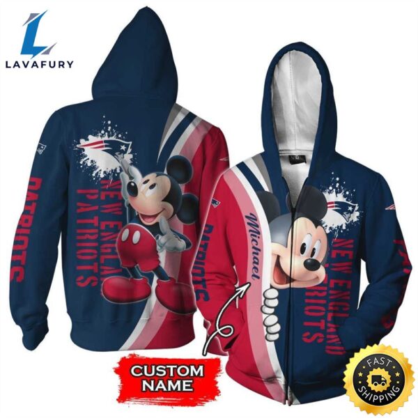 Personalized New England Patriots Mickey Mouse All Over Print 3D Shirt