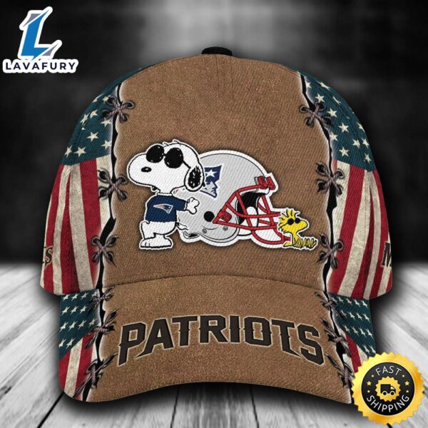 Personalized New England Patriots Snoopy Woodstock American Flag All Over Print 3D Baseball Cap