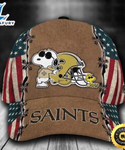 Personalized New Orleans Saints Snoopy USA Flag All Over Print 3D Classic Cap
